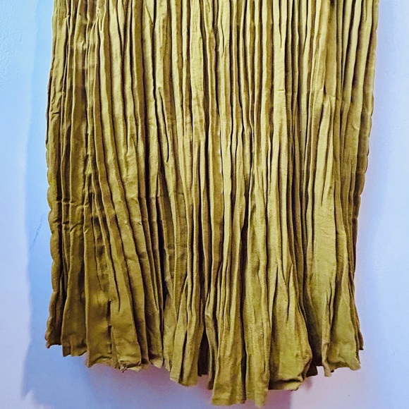 New Massimo Dutti Pleated Maxi Dress Green - Picture 8 of 13
